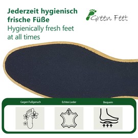 2 Pairs of Genuine Leather Insoles Basic Insoles Brown for Men and Women Size 3.5-13 - Brown - 44 EU