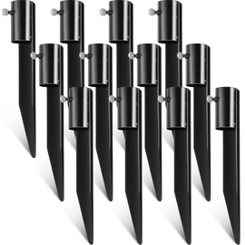 Gisafai 12 Pcs Outdoor Light Stakes for Torch Stand 10.75 Inch Torch Stakes Metal Stakes for Solar Lights Metal Ground Spike Replacement Stakes for Freestanding Poles Fishing Rods Flagpoles, Black