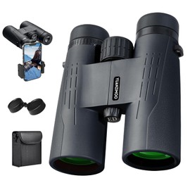 12x42 HD Binoculars for Adults High Powered Binoculars with Upgraded Phone Adapter Waterproof Compact Binocular with Low Light Night Vision for Bird Watching Hunting Outdoor Sports Concerts Black