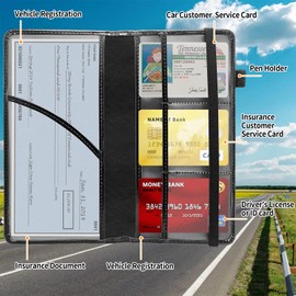 Car Registration and Insurance Holder,Leather Vehicle Glove Box Organizer Wallet for Document,Perfect for any Car,Truck,Motorcycle,Driver License,Trailer or Boat,Men & Women,American Flag-9 Eagle