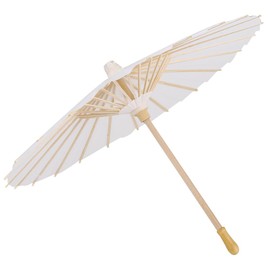 Paper Umbrella White Colour Paper Decorative Umbrella Parasol Wedding Bridal Party Decor Photo Cosplay Prop for DIY Hand Painting Decoration (40 cm)