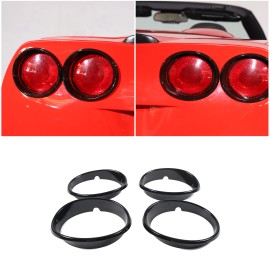 MODY 4PCS ABS Glossy Black Rear Tail Light Lamp Cover Trim Ring For Corvette C6 05-13