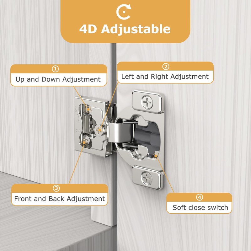 Furniware 2 Pieces 1/4" Small Overlay Concealed Face Frame Hinges,