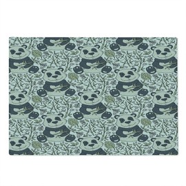 Lunarable Panda Cutting Board, Funny Bear Animal Sitting Among Jungle Foliage Playful Exotic Animal Print, Decorative Tempered Glass Cutting and Serving Board, Large Size, White and Multicolor