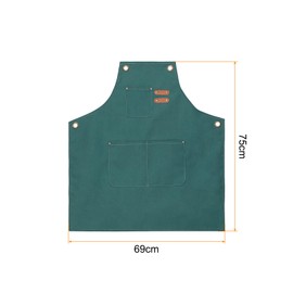 HARFINGTON Canvas Chef Aprons 75x69cm Adjustable Strap Cross Back Kitchen Cooking Apron with 3 Pockets for Men Women Chef, Green