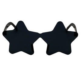 PLAYZOCO Sunglasses, Star-Shaped Sunglasses, Frameless Glasses, Star Design Glasses, Costume Glasses, Party Glasses, Stag Night Glasses, Carnival, Unisex (Black)