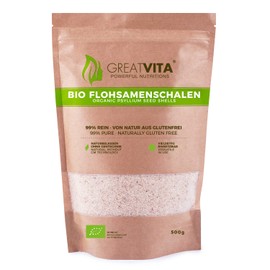 GreatVita Organic Psyllium Husks, 99% Pure, 500 g Indian Psyllium Husks, High-Fibre, Powder