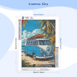 MEIYUDA Diamond Art Bus Diamond Painting Kits Adults Landscape, 5D Diamond Art for Adults Beginners Kids DIY Diamond Painting Art Kits Diamond Painting, Crystal Art Home Wall Decor 30x40cm