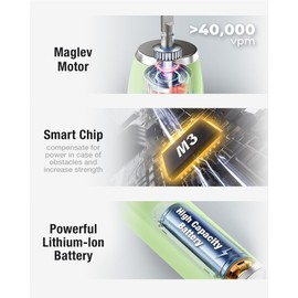 7AM2M Sonic Electric Toothbrush with 6 Brush Heads for Adults&Kids, One Charge for 120 Days, Wireless Fast Charge, 5 Modes, 40000VPM Powered Toothbrush, 2 Minutes Built in Smart Timer (Light Green)