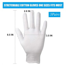 CVNRCLP Cotton Eczema Gloves - 3 Pairs of Breathable White Gloves for Men and Women - Machine Washable, Ideal for Dry Hands and Eczema Relief