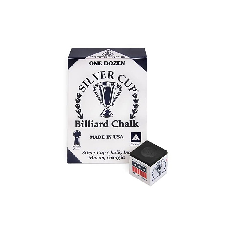 SILVER CUP Billiard CHALK - ONE DOZEN (Black)