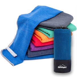 Microfibre Towel Set - for Sauna, Fitness, Sports, Beach Towel, Sports Towel, Blue Brush Set 2: XL (180 x 80 cm) & S (80 x 40 cm)