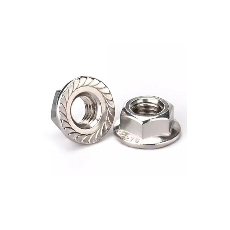 M8 Flange Nuts, 304 Stainless Steel M8-1.25 Serrated Flange Hex