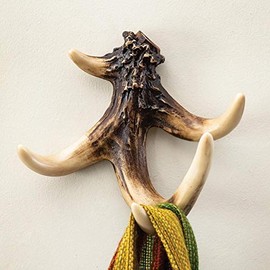 BLACK FOREST DECOR Antler Wall Hook – Hand-Painted Resin Wall Hook with Rugged Style, 7" x 4.75" x 7"