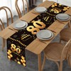 80th Birthday Table Runner Black Gold 72 Inch Long Happy