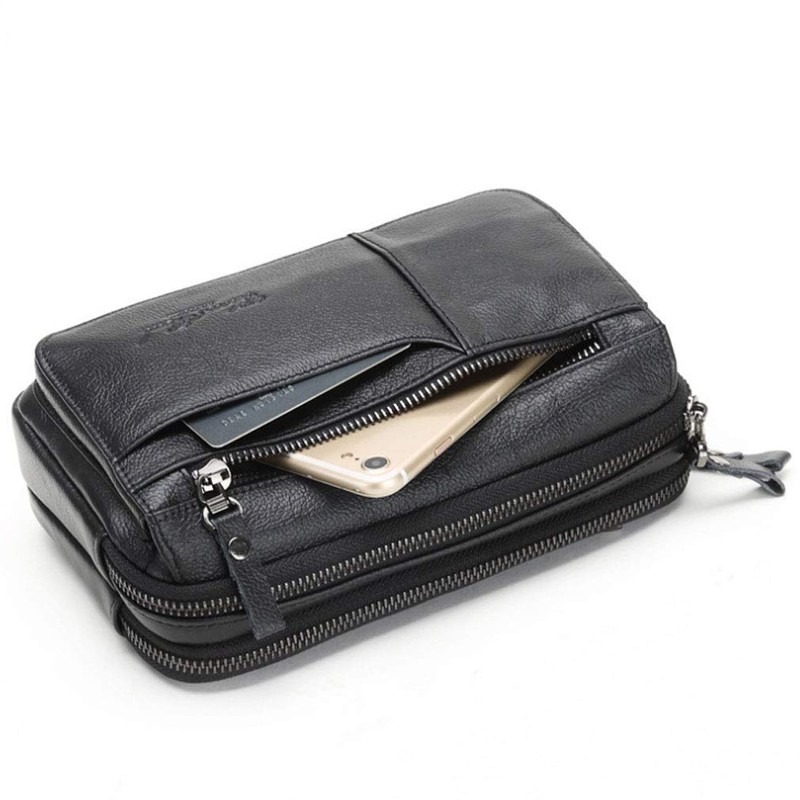 KPYWZER Leather Clutch Purse Wallet Men Wrist Bag