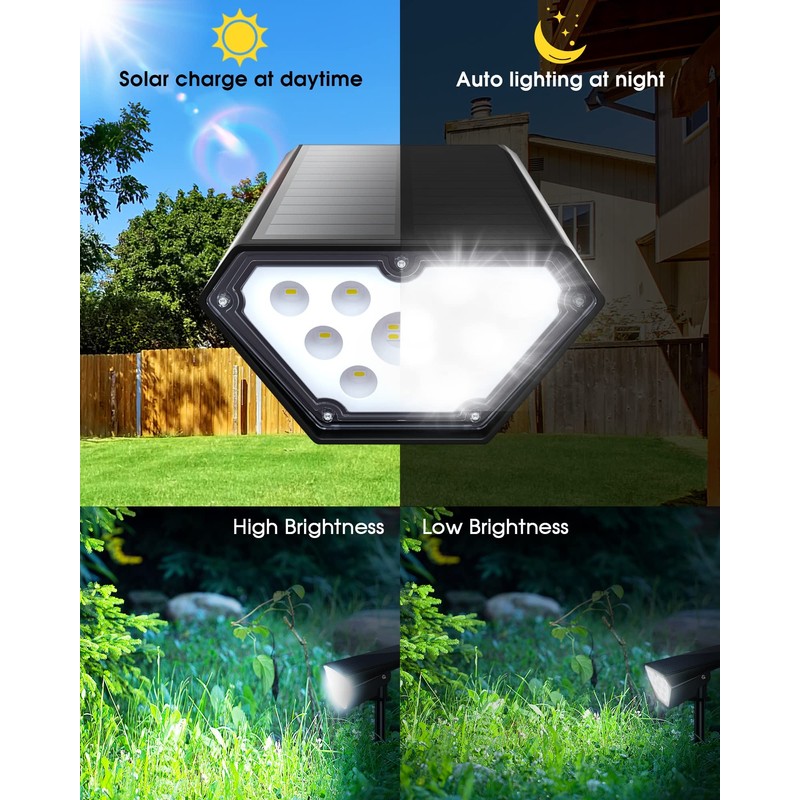 Biling Solar Spot Lights Outdoor, 2-in-1 Solar Landscape Lights 12
