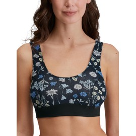 CALIDA Elastic Trend Women's Bustier with Wide Soft Waistband, Naturally Breathable and Soft Single Jersey Quality, Black print