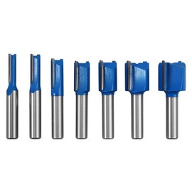 AUTOUTLET 7 Piece Flush Cutter 8 mm Shank, Straight Cutter Set Wood Cutter Router Bit Router Bit Router Bit Groove Cutter Wood Cutter Copy Cutter Router Cutter Groove Cutter - 6 mm, 8 mm, 10 mm, 12