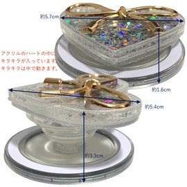 Heart Glitter Motif Magnetic Suction Magnet Folding Smartphone Grip Sockets Korean Smartphone Ring Stand Grip Tok Bunker Ring Smartphone Drop Prevention Mobile Ring Grip Flower Flower Monochrome Cute