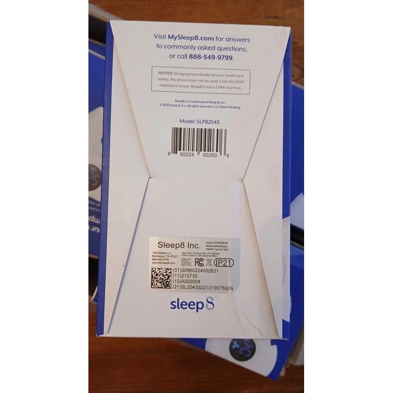 Sleep8 CPAP Cleaner and Sanitizer Sleep 8 Model SLP82043 W/