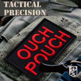 Bluyellow 2Pcs Ouch Pouch Patch, Embroidered Hook and Loop Medical EMS First Aid Patch for Backpack, Tactical Vest, Ifak Pouch, First Aid Kit Bag, Dog Vest, MOLLE, Red, 2x3 Inches