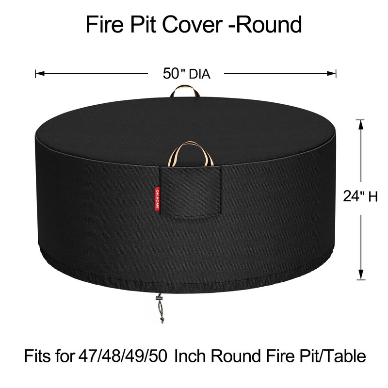 [2025 Upgraded 900D Fabric] Outdoor Fire Pit Cover for 48-50