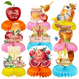 Rosh Hashana - Juego de 8 suministros para fiesta de cumpleaños, centro de mesa de doble cara para decoración de fiesta de cumpleaños Rosh Hashana (Rosh Hashana)