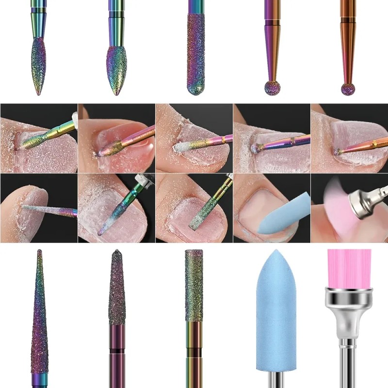 Kit Manicura Profesional Uña Pedicure Fresa Broca 10pzs Fresa Broca