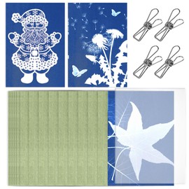 32 PCS Cyanotype Paper Kit with Acrylic Panel and 4 Clips A5 High Sensitive Sun Art Paper Nature Print Paper Cyanotype Paper Craft Kits for Kids Adults Arts Crafts DIY Projects (A5, 5.8X8.3 inch)