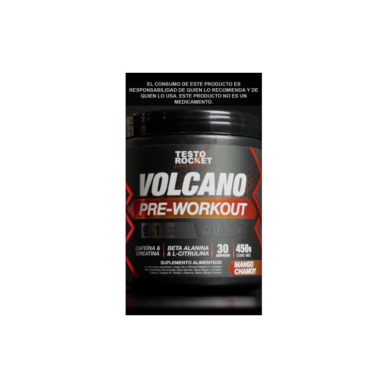 Pre Entreno Testo Rocket Volcano con Creatina y Citrulina para