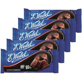 E. Wedel Dark Chocolate 80% Cocoa, 80g/ 3.5 ounce (Pack of 5)