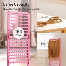 280Pegs or economic-sized, Adjustable 2-sided Hair braiding rack, Height Adjustable Hair Separator Stand with Wheels, Standing Braid rack for  Braiders Standing for Stylists - Color: Small size 160Pegs Pink