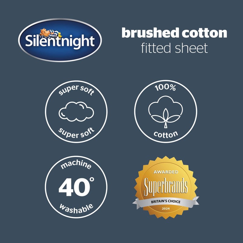 Silentnight Brushed Cotton Double Fitted Sheet - Soft Velvety Touch