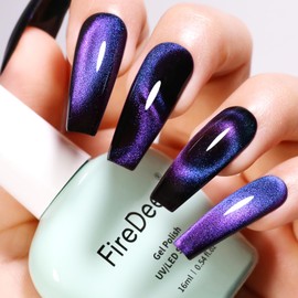Firedee 9D Cat Eye Gel Nail Polish,16ml Galaxy Blue Purple Chameleon Magnetic Gel Polish LED/UV Soak Off Nail Polish Kit with Magnet Set