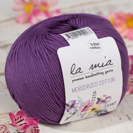 la mia 3 Skein - Premium Mercerized Cotton Yarn - Total 150g - Each 1.76 oz(50g)/147 Yrds(135m) Super Soft, Dk Light Baby Yarn-Turkish Yarn (Dark Purple, 3-Pack)