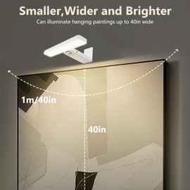 2Pack Picture Lights Battery Operated, Rechargeable Picture Frame Lights for Wall, LED Cordless Wall Lights Dimmable & Timmer with Remote Control for Arts, Paintings, Gallery, Dartboard, 3 Color Modes