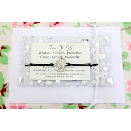 Lucor Tree of Life Gift,Wish String Bracelet,Spiritual Protection Gifts,Strength Inspirational Gift,Christmas Birthday Gift(Black)