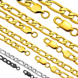 Oaldilee 6mm Gold Figaro Chain For Men 22" Inches 6MM Figaro Link Chain Necklace Hip Hop Jewelry