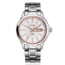 BINLUN Mens Dress Watches Stainless Steel Waterproof Calendar Day Date Luminous Quartz Wristwatch Valentine