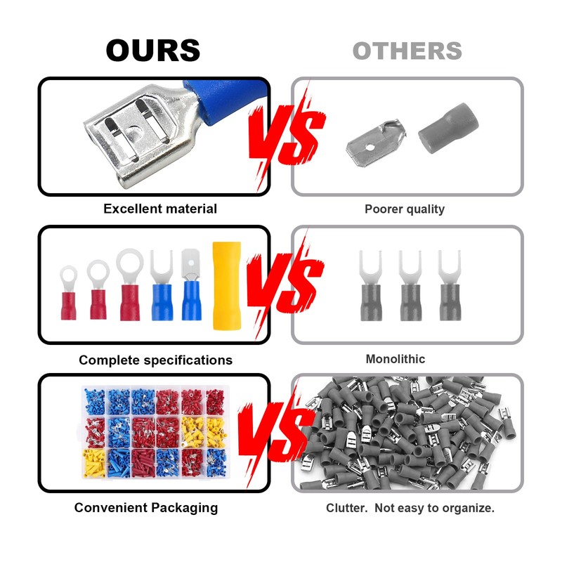 GFFG 1200PCS Wire Terminals Crimp Electrical Wire Connectors, Insulated Wire