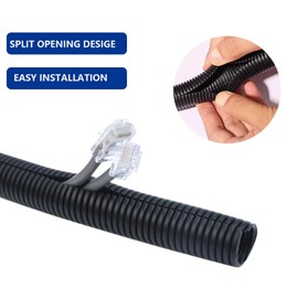 10 FT 1inch Split Wire Loom Tubing Wire Conduit,Flexible Wire Covers Cord Protectors,Cord Protectors from Pets,Black (1"-10ft)