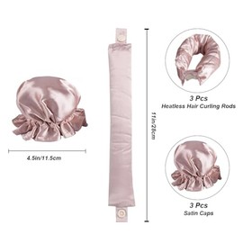 Rizadores de pelo sin calor, 6 varillas flexibles de satén | Hair Rollers,No Heat Damage Styling,Satin Fabric Soft,Frizz-Free,Easily Adjust Curling St