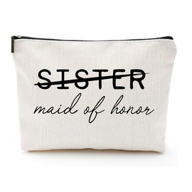 Vancsenia Sister Maid of Honor Gift for Bridesmaid,Bachelorette Party Wedding Gifts for Besties Friends Makeup Bag Purse Cosmetic Bag for Women