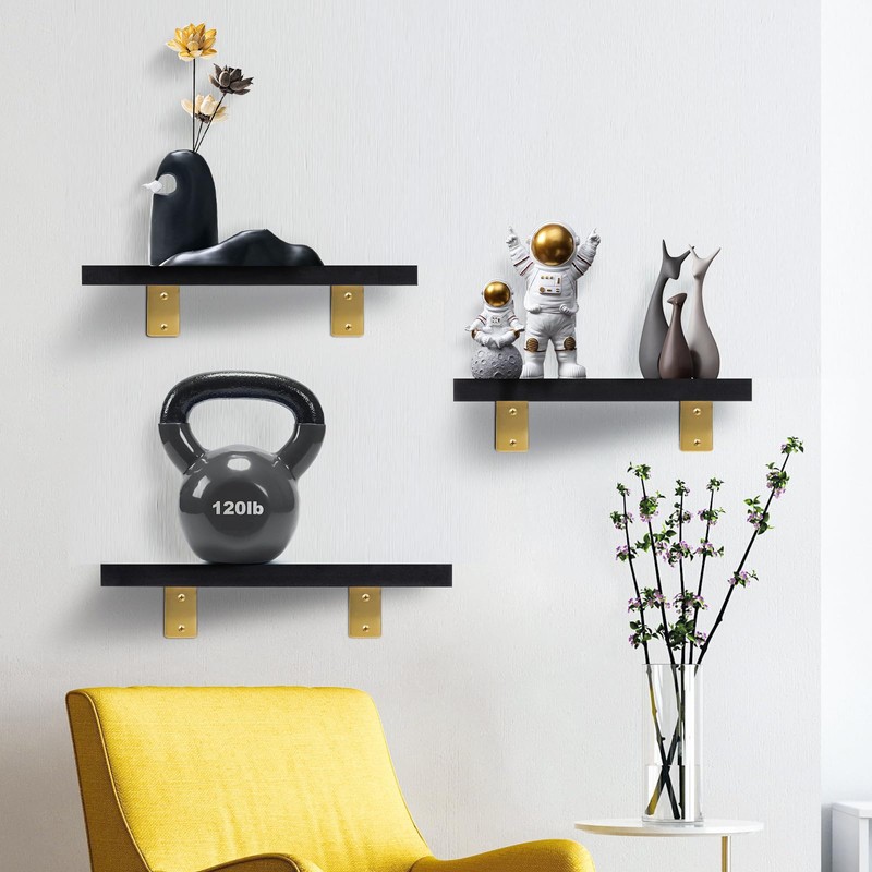 ANTERRIFIC Gold Shelf Brackets, 4 Pack Heavy Duty Floating Shelf