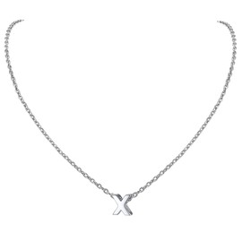 Silver Chain For Women X Necklace Trendy 925 Sterling Silver Letter Pendant Necklace Jewelry