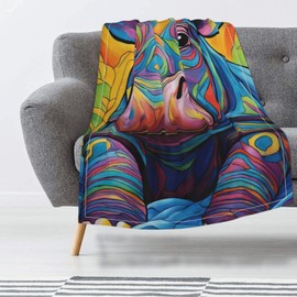 FAMEMBERPERS Hippo Cooling Blanket Cute Hippopotamus Gifts Breathable Thin Blankets for Hot Sleepers Lightweight Soft Air Conditioner Quilt Couch Sofa Throw (Hippo-3, 50"X60")