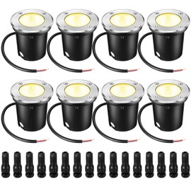 Yahenda 8 Sets Low Voltage Landscape Lights 5W LED Warm White Outdoor Waterproof Deck Lights with Connectors, 12V-24V In-Ground Pathway Lighting for Garden Yard Driveway Patio Walkway