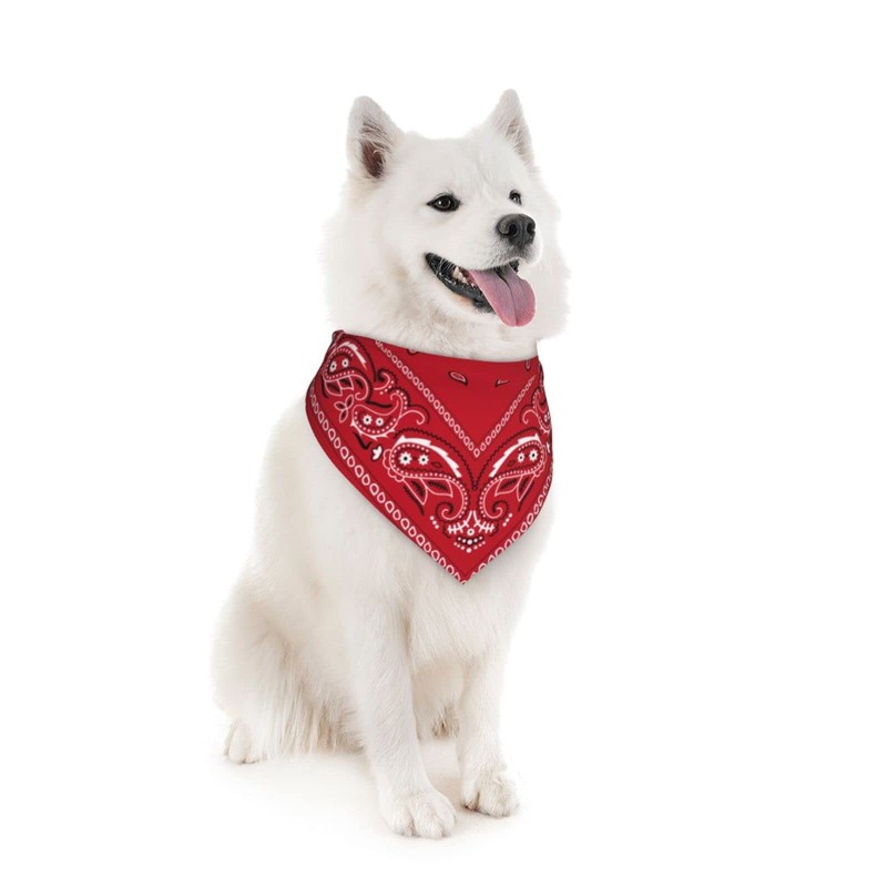 Red Paisley Dog Bandana Scarf Triangle Bibs Pet Accessories Cat