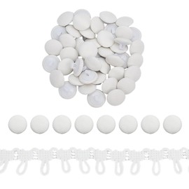 GOMAKERER 1 Yard White Braid Trim with Buttonhole, 15mm Width Fibre Button Hole Trimming with 50pcs Resin Buttons Buttonhole Tassel Fringe Trim for Sewing Craft Supplies Clothes